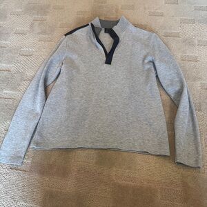 Hugo Boss Heather Gray Knit Sweater with Black Logo Tag